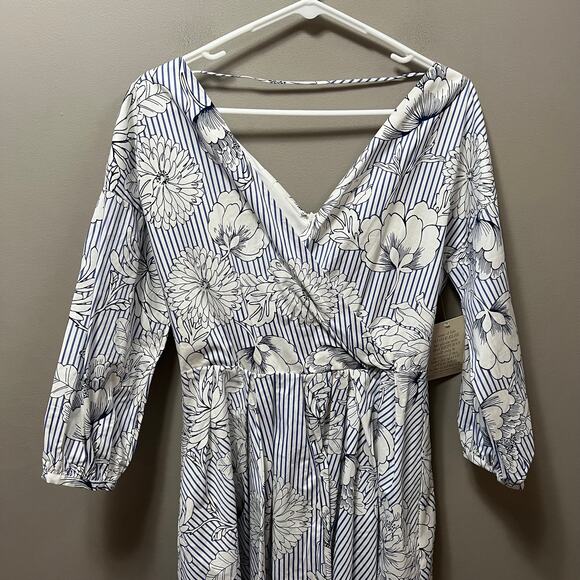 Alexia Admor Striped Floral Print 3/4 Sleeve Dress Sz 6 New - Picture 4 of 8